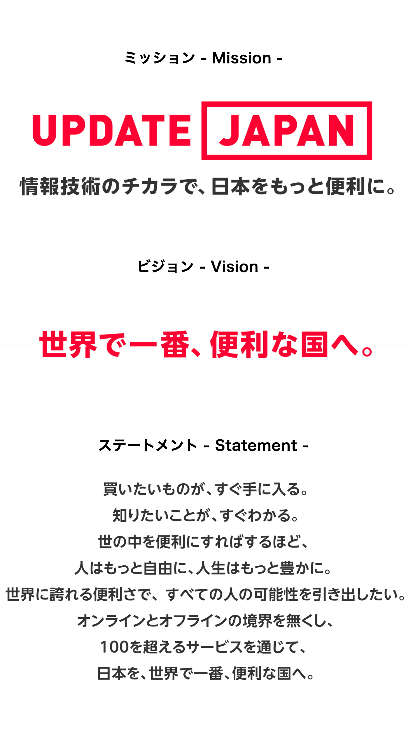 ヤフー株式会社のミッション・ビジョン・ステートメント